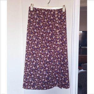 Midi Length Flowy Floral Skirt